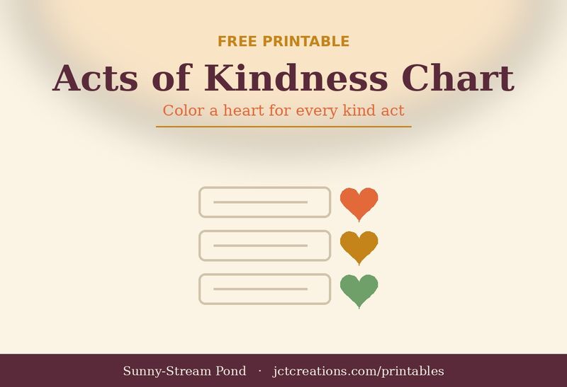 Cover of the Acts of Kindness Chart, a weekly tracker with hearts to color.