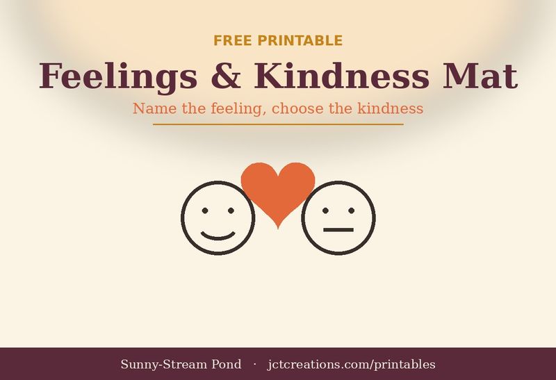 Cover of the Feelings and Kindness Mat, showing simple faces for happy, sad, and calm feelings.