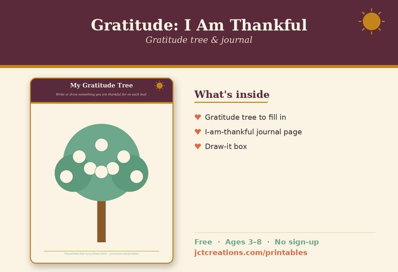 Cover of the Gratitude I Am Thankful pack, showing a gratitude tree.